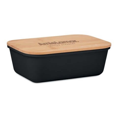 Lunchbox mit Bambus-Deckel schwarz | ohne Werbeanbringung | Nicht verfügbar | Nicht verfügbar