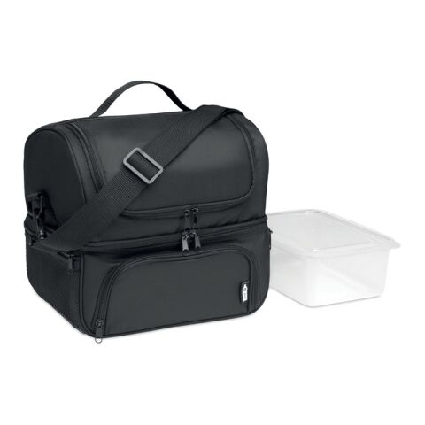 Lunch-/ Kühltasche 600D RPET mit PP-Lunchbox schwarz | ohne Werbeanbringung | Nicht verfügbar | Nicht verfügbar | Nicht verfügbar