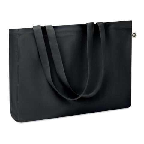 Nachhaltiger Werbeartikel Recycelte Canvas-Tasche – schwarz – mit Logo bedruckt
