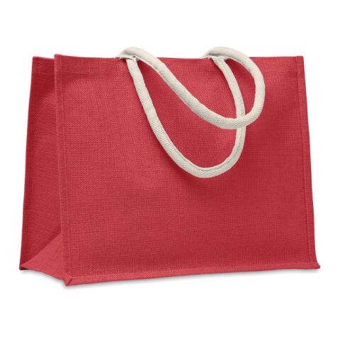 Einkaufstasche Jute mit kurzen Baumwollgriffen rot | ohne Werbeanbringung | Nicht verfügbar | Nicht verfügbar | Nicht verfügbar