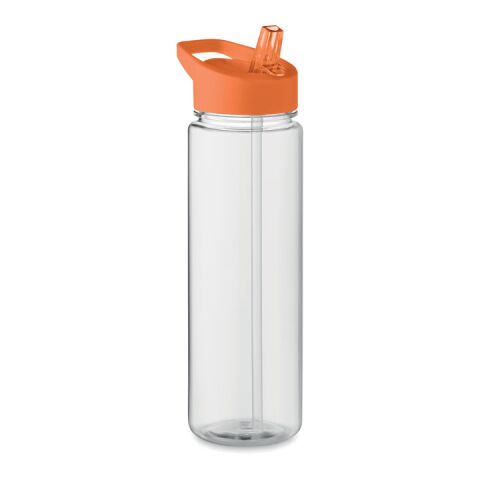 Werbeartikel Trinkflasche 650ml aus recyceltem RPET BPA-frei klappbares Mundstück mit Trinkhalm nachhaltig – orange – mit Logo bedruckt