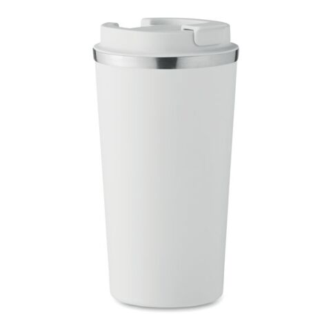 Werbeartikel 510 ml Isolierbecher aus Edelstahl doppelwandig & auslaufsicher mit Deckel XL-Volumen – weiss – mit Logo bedruckt