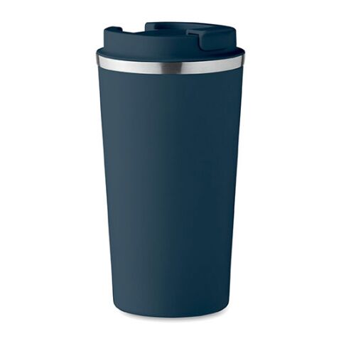 Werbeartikel 510 ml Isolierbecher aus Edelstahl doppelwandig & auslaufsicher mit Deckel XL-Volumen – marineblau – mit Logo bedruckt