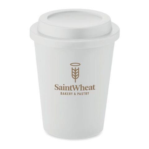 Werbeartikel Doppelwandiger Becher, Thermobecher PP 300 ml mit Deckel – neon sortiment – mit Logo bedruckt