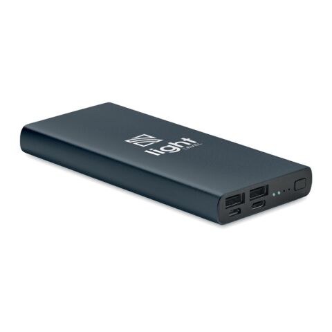 Werbeartikel Powerbank 10000 mAh MO6770 – marineblau – mit Logo bedruckt