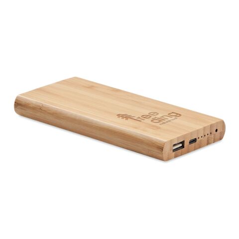 Powerbank mit Ladestation im Bambusgehäuse holzfarben | ohne Werbeanbringung | Nicht verfügbar | Nicht verfügbar