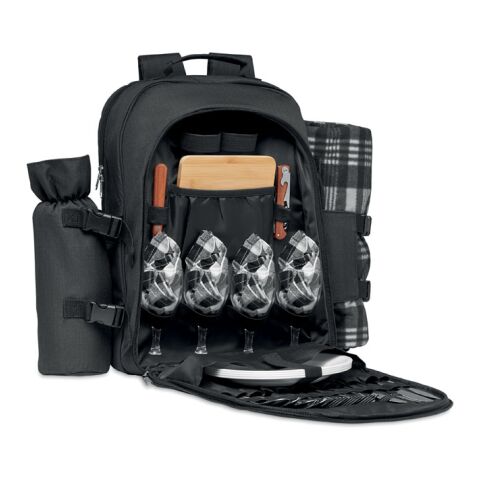 Picknick Rucksack aus RPET-Polyester schwarz | ohne Werbeanbringung | Nicht verfügbar | Nicht verfügbar | Nicht verfügbar
