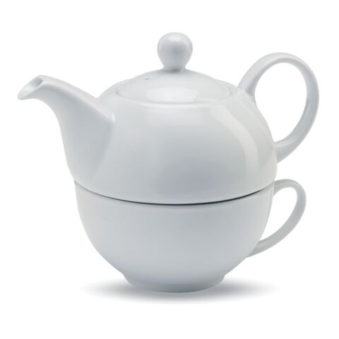 Elegantes Tee-Set mit Kanne und Tasse weiß | ohne Werbeanbringung | Nicht verfügbar | Nicht verfügbar