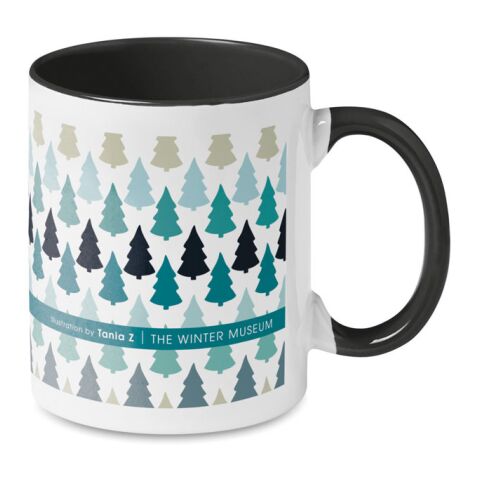 Werbeartikel Kaffeebecher mit farbiger Innenseite 300 ml – schwarz – mit Logo bedruckt