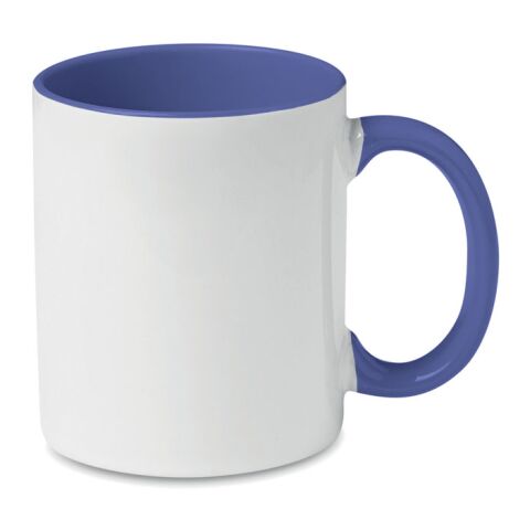 Werbeartikel 300 ml Keramikbecher mit Full-Colour-Sublimation, Kaffeetasse mit farbigem Griff & Innenseite – violett – mit Logo bedruckt