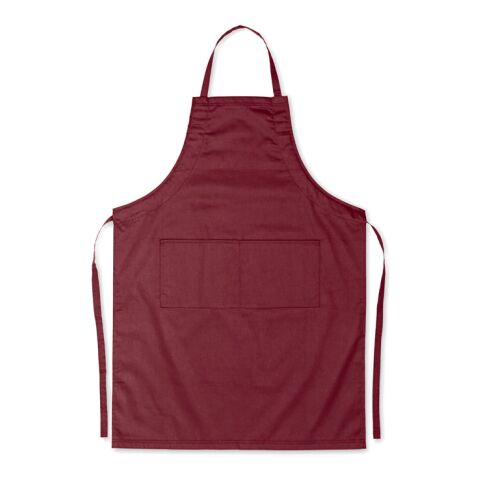 Werbeartikel Küchenschürze mit 2 Fronttaschen – bordeaux – mit Logo bedruckt