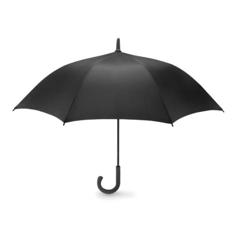 Werbeartikel Automatik Regenschirm Luxus gebogener Griff – schwarz – mit Logo bedruckt