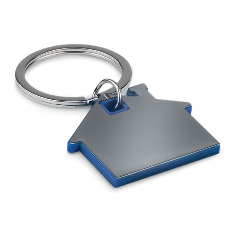 Schlüsselring Haus aus Edelstahl und Kunststoff königsblau | ohne Werbeanbringung | Nicht verfügbar | Nicht verfügbar