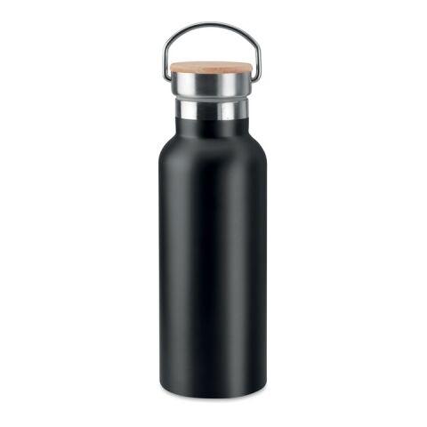 Doppelwandige Trinkflasche mit Bambus Deckel schwarz | ohne Werbeanbringung | Nicht verfügbar | Nicht verfügbar | Nicht verfügbar