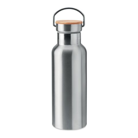 Doppelwandige Trinkflasche mit Bambus Deckel mattsilber | ohne Werbeanbringung | Nicht verfügbar | Nicht verfügbar | Nicht verfügbar