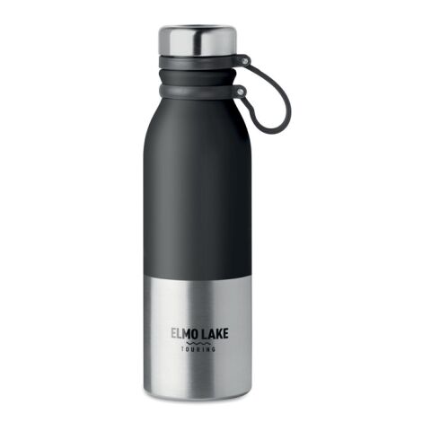 Werbeartikel Doppelwandige Trinkflasche Silikonbeschichtung – schwarz – mit Logo bedruckt