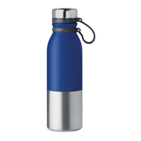 Werbeartikel 600 ml Edelstahl-Isolierflasche mit Silikon-Finish, auslaufsichere Thermoflasche, matt – königsblau – mit Logo bedruckt