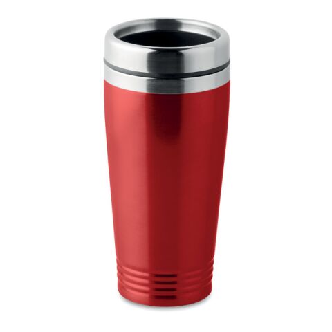 Werbeartikel 400 ml Isolierbecher aus Edelstahl doppelwandig mit PP-Deckel Coffee-to-go Kaffeebecher – rot – mit Logo bedruckt