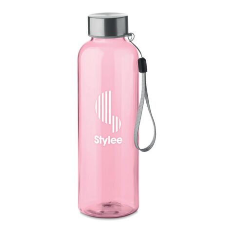 Werbeartikel RPET Trinkflasche aus recyceltem Kunststoff auslaufsicher & BPA-frei – transparent pink – mit Logo bedruckt