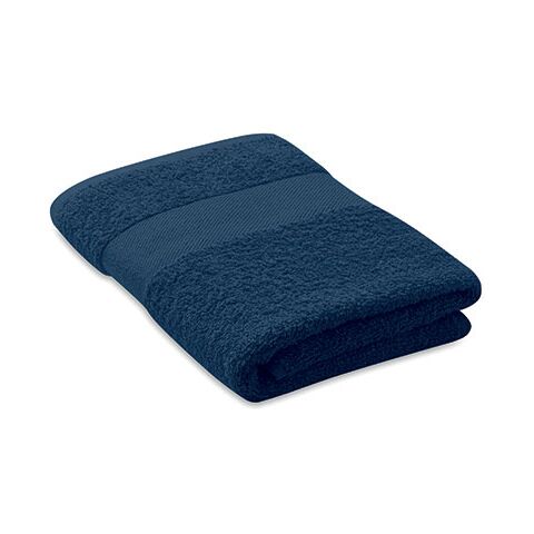 Nachhaltiger Werbeartikel Handtuch Organic Cotton 360 g/m² – blau – mit Logo bedruckt