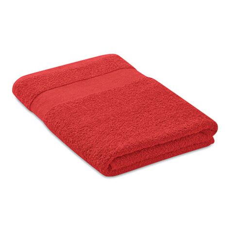 Nachhaltiger Werbeartikel Handtuch Bio-Cotton – rot – mit Logo bedruckt
