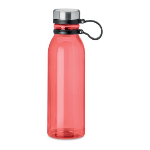Werbeartikel RPET Trinkflasche 780 ml Edelstahl-Deckel TPR-Trageschlaufe BPA-frei auslaufsicher – transparent rot – mit Logo bedruckt