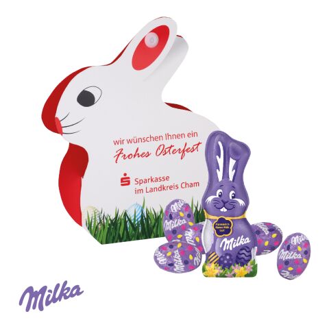 Werbe-Hase mit Schokoladenmischung von Milka