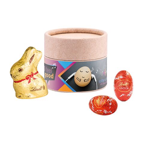 Papierdose Eco Mini, Ostern weiß | ohne Werbeanbringung | Lindt Osterhaster