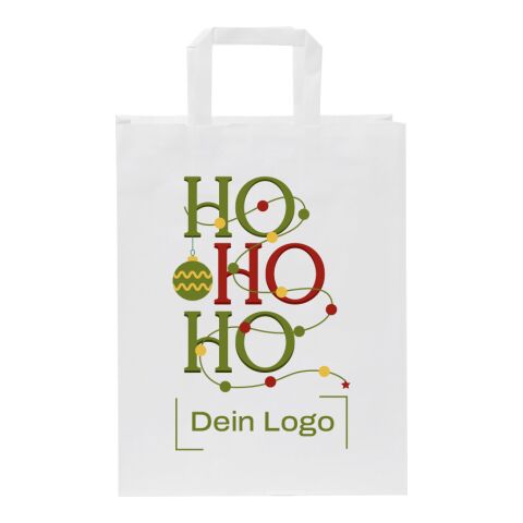 *Christmas* Kraftpapiertasche gedrehte Griffe Weiß | Ho Ho Ho | Digitaldruck