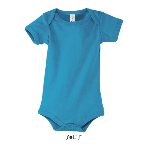 BAMBINO BABY BODY 180g aqua | XS | 1-farbiger Siebdruck | Vorderseite Brust | 50 mm x 50 mm | Nicht verfügbar