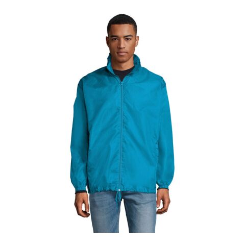 SHIFT UNI WINDBREAKER 210g aqua | S | 1-color Siebdruck | Linker Arm | 100 mm x 70 mm