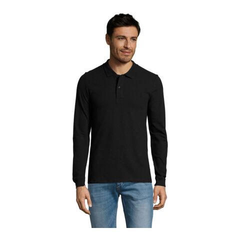 PERFECT MEN LSL POLO 180g schwarz | XL | 1-farbiger Siebdruck | Vorderseite Brust | 100 mm x 100 mm | Nicht verfügbar