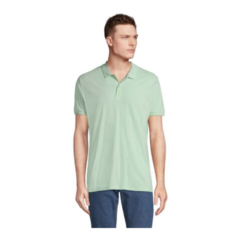 PLANET MEN Polo 170g grün gefroren | L | 1-farbiger Siebdruck | Vorderseite | 270 mm x 270 mm | Nicht verfügbar