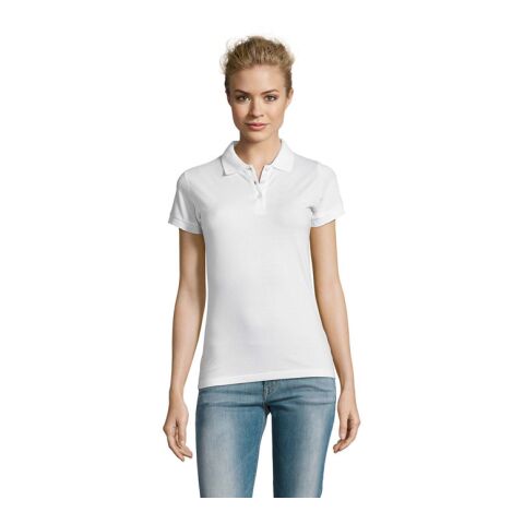 PERFECT DAMEN POLO 180g weiß | M | 1-farbiger Siebdruck | Vorderseite Brust | 100 mm x 100 mm | Nicht verfügbar