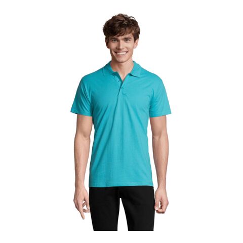 SPRING II MEN Polo 210g atoll blau | XXL | 1-farbiger Siebdruck | Linker Arm | 100 mm x 70 mm | Nicht verfügbar