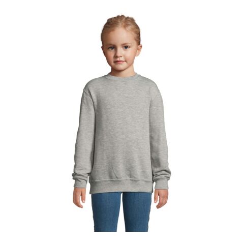 NEW SUPREME KINDER SWEATSHIRT 280g grau melange | 4XL | 1-farbiger Siebdruck | Vorderseite Brust | 70 mm x 70 mm | Nicht verfügbar