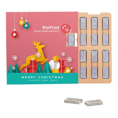 Täfelchen Adventskalender ECO ohne Werbeanbringung | 24 Alpenmilch-Schokotäfelchen