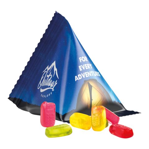 Werbeartikel Tetraeder 15 g Trolli Fruchtgummi Standardformen – weiss – mit Logo bedruckt