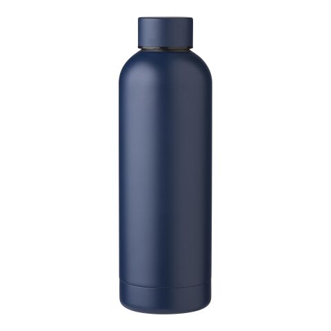 Werbeartikel Edelstahl Trinkflasche 500 ml Isaiah recycelt doppelwandig matte Oberfläche BPA-frei Geschenkbox – marineblau – mit Logo bedruckt