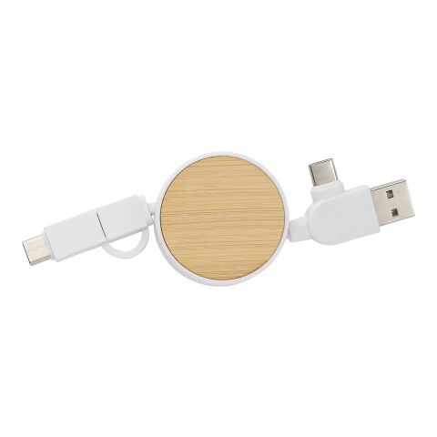 Werbeartikel Verlängerbares ABS-Ladekabel Jared – Weiss – mit Logo bedruckt