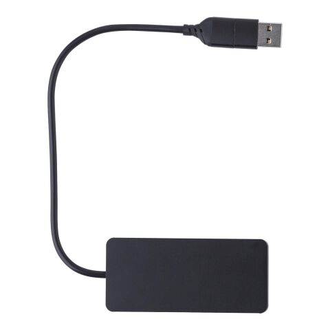 Werbeartikel Aluminum USB Hub Layton – Schwarz – mit Logo bedruckt