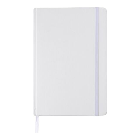 Nachhaltiger Werbeartikel Notizbuch aus recyceltem Karton (A5) Evangeline – Weiss – mit Logo bedruckt