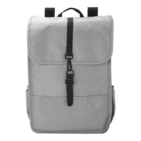 RPET Polyester (300D) Rucksack mit Lasche Lyric Hellgrau | ohne Werbeanbringung | Nicht verfügbar | Nicht verfügbar