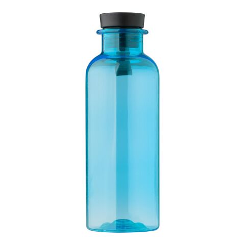 Werbeartikel Laia 500 ml rPET-Trinkflasche recycelt mit Bambus-Detail & Silikon-Tragegurt auslaufsicher – Kobaltblau – mit Logo bedruckt