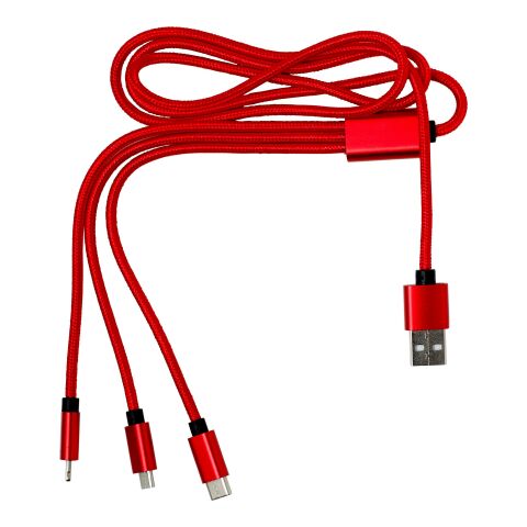 3-in-1 Ladekabel &#039;Belfast&#039; aus Aluminium und Nylon Rot | ohne Werbeanbringung | Nicht verfügbar | Nicht verfügbar