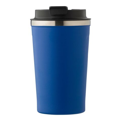 Werbeartikel 380 ml Thermobecher Edelstahl doppelwandig Isolierbecher auslaufsicherer Verschluss ideal für unterwegs – Blau – mit Logo bedruckt