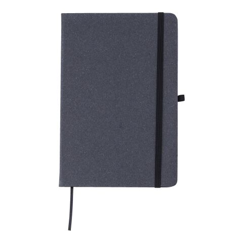 Nachhaltiger Werbeartikel Notizbuch aus recyceltem Leder (A5) Gianna – Schwarz – mit Logo bedruckt