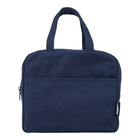 Nachhaltiger Werbeartikel Kühltasche aus recyceltem Poly-Baumwollgewebe (330 g/m²) Elowen – Blau – mit Logo bedruckt