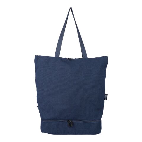 Nachhaltiger Werbeartikel Recyceltes Poly-Baumwollgewebe (330 g/m²) Rucksack Osric – Blau – mit Logo bedruckt