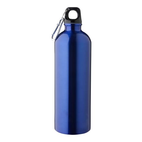 Nachhaltiger Werbeartikel Emeric 750 ml Trinkflasche aus recyceltem Edelstahl einwandig & leicht mit Aluminium-Karabiner – Kobaltblau – mit Logo